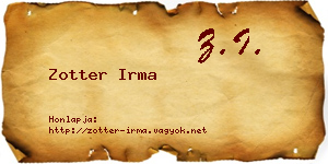 Zotter Irma névjegykártya
